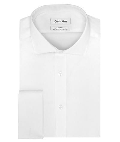 Ithaca Dictatuur Word gek French Cuff White Calvin Klein Slim Fit Solid Formal Dress Shirt Takes Cuff  Links Studs - Tuxedos Online