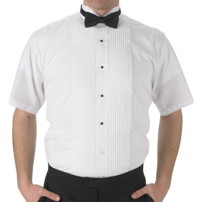 Short Sleeve Tuxedo Shirt Mens White Wing-Tip Short Sleeve - Tuxedos Online