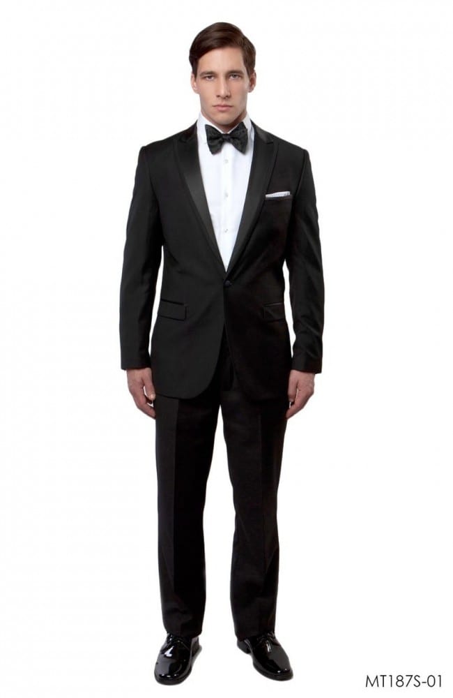 Tuxedo Black High Fashion Framed Peak Lapel Satin Trim - Tuxedos Online