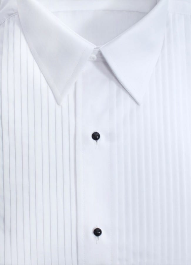 Closeout Black Laydown Tuxedo Shirt Pleated Front