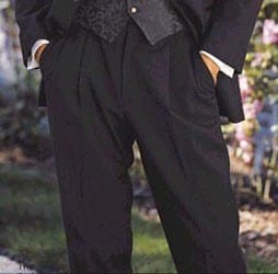 Tuxedo Pants Black Non Pleat Non-Adjustable Tapered Pants Classic or Slim  Fit