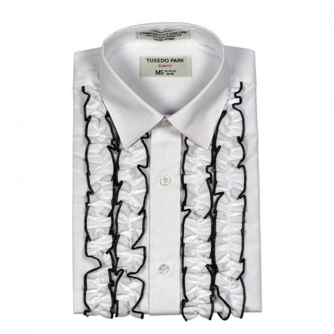 Tuxedo Shirt Laydown Collar Pleated Tuxedo Shirts White Black Ivory -  Tuxedos Online
