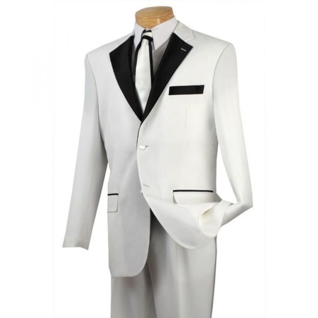 White and Black Two Button Fashion Tuxedo for Prom and Wedding ...