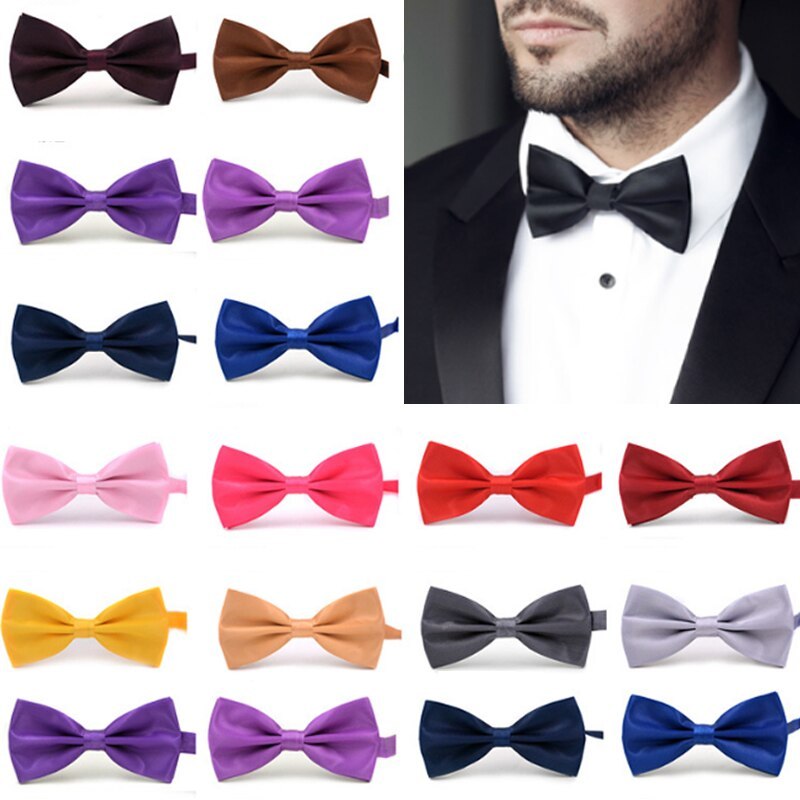 Toptie Mens Formal Tuxedo Solid Color Satin Bow Tie Classic Pre-Tied Bow  Tie-Red-1 Pack