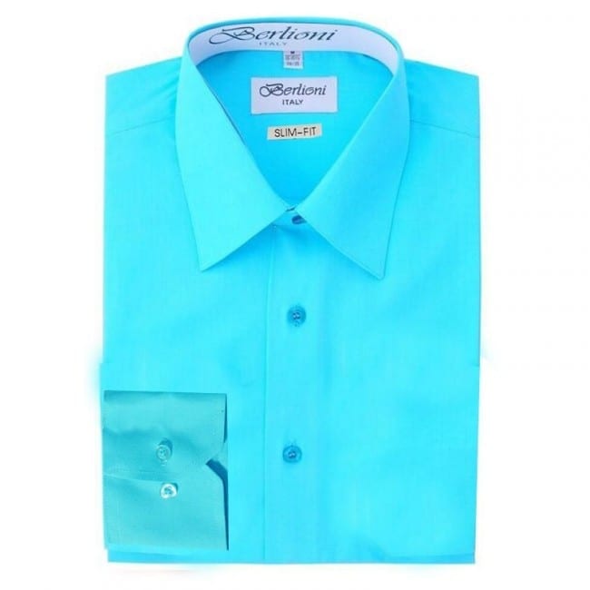 Aqua Slim Fit Dress Shirt Convertible French Cuff - Tuxedos Online