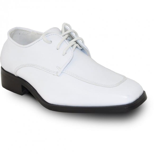 Boys White Matte Lace Up Dress Shoes - Tuxedos Online