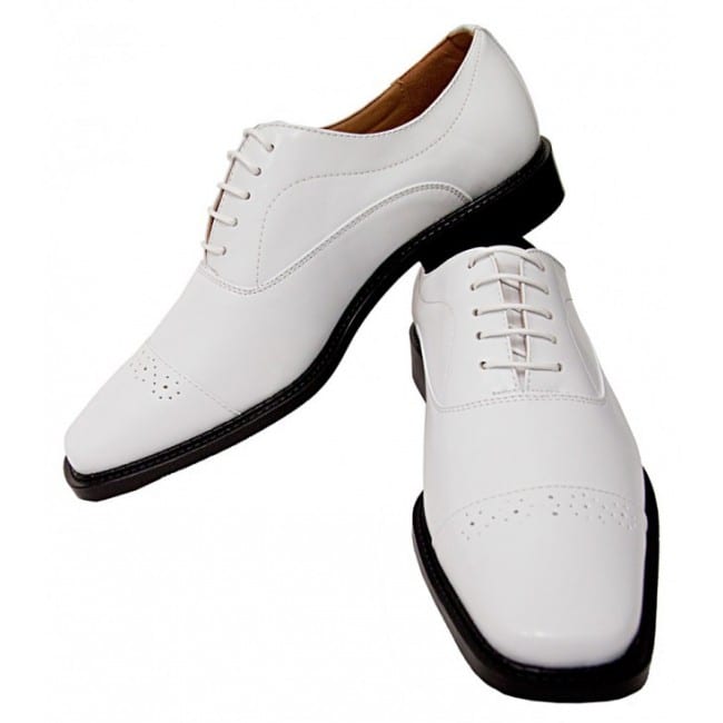 Men's White Lace Up Dress Shoes by 
