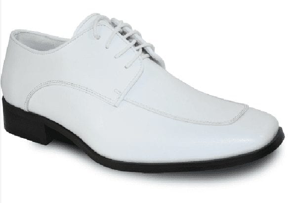 Mens White Square Toe Matte Dress Shoe with Front Stitching - Tuxedos ...