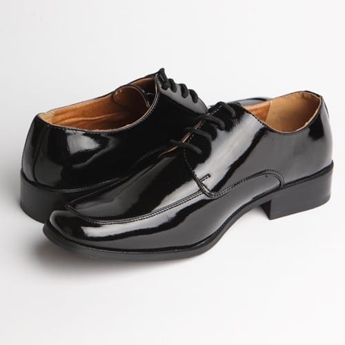 Tuxedo Shoes Black Slim Square Toe Lace-Up Top Stiching - Tuxedos Online