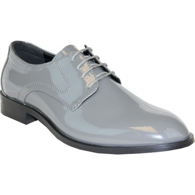 Men's Grey Patent Leather Tuxedo Shoes
